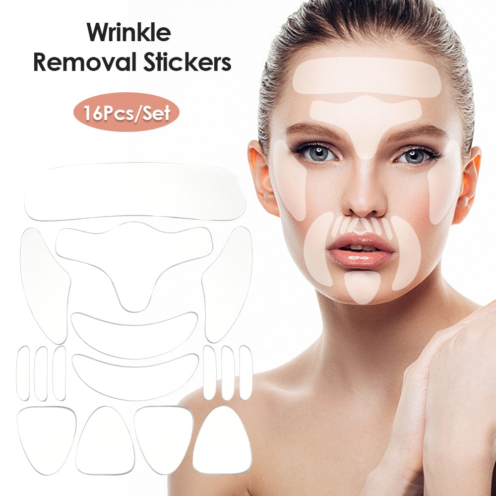 Reusable Silicone Wrinkle Removal Sticker Facial Lifting Strips Set Forehead Neck Line Remover Eye Patches Anti Aging Skin Pads